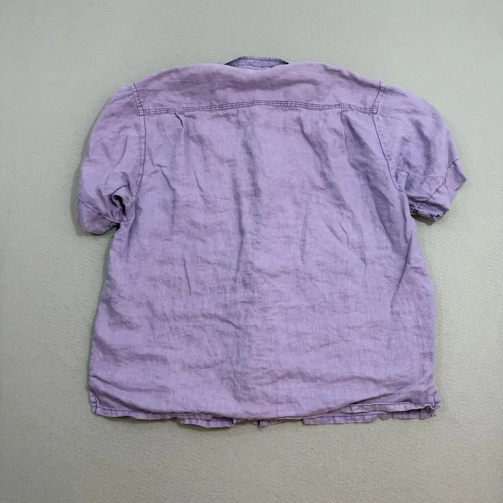 Tommy Bahama Relax 100% Linen Short Sleeve Shirt Men's Extra Large Purple Camp - Picture 6 of 9